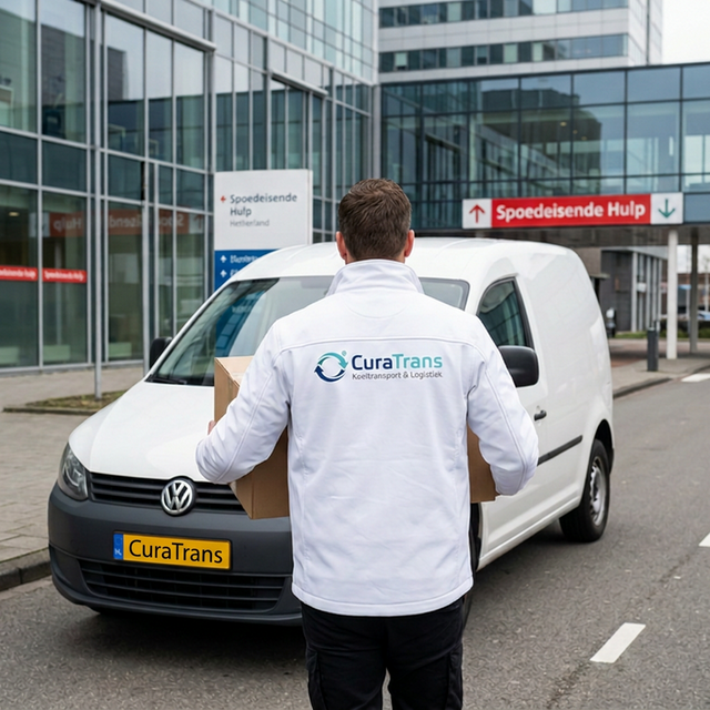 CuraTrans bezorger levert pakket af bij ziekenhuis